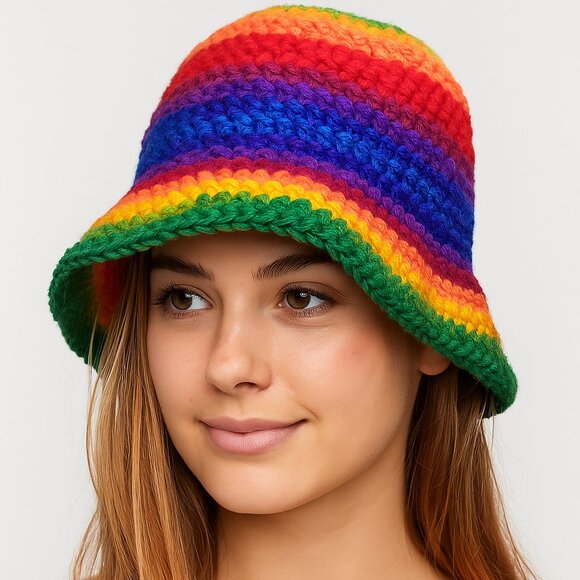 Colorful Crochet Bucket Hat (New) - Picture 1 of 5